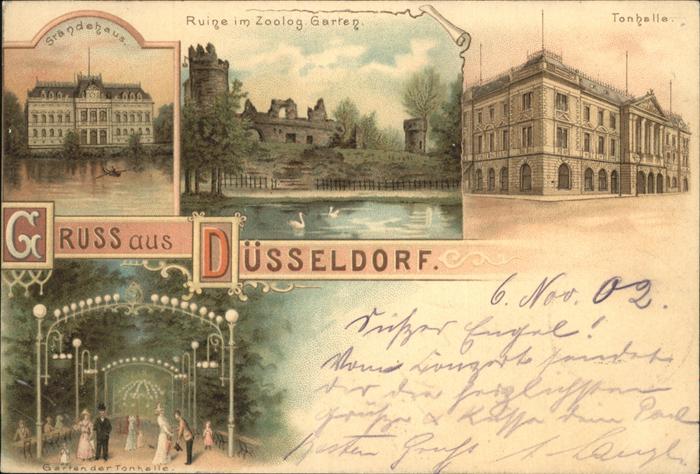 DuessELDORF  CITY Staendehaus Ruine Zoologischer Garten Teich Schwan Tonhalle
