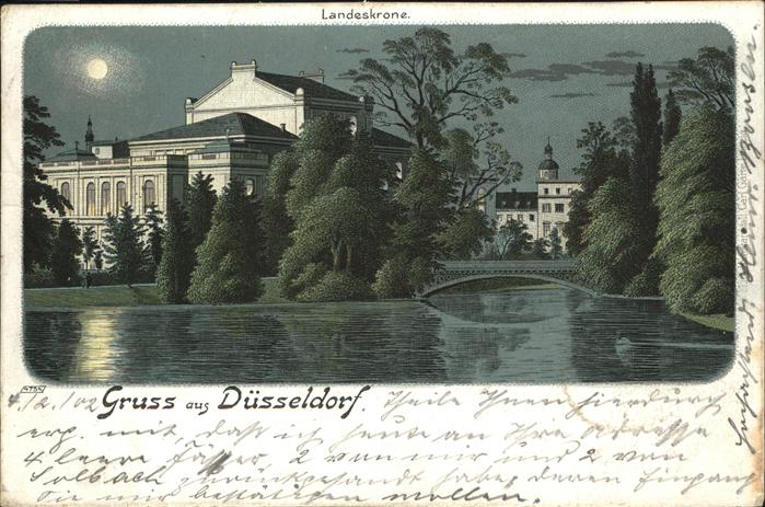 DuessELDORF  CITY Hofgarten Landeskrone im Mondschein