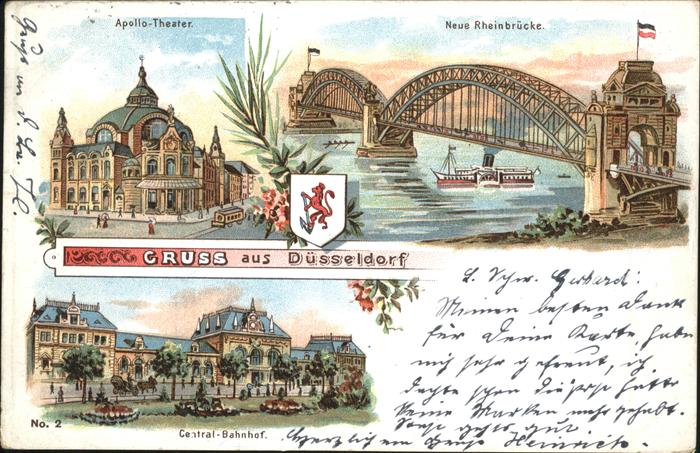 Duesseldorf Apollo Theater Rheinbrücke Dampfer Bahn