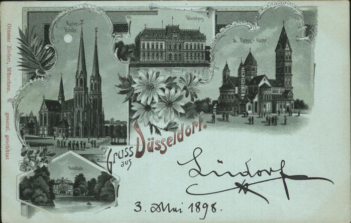 Duesseldorf Marienkirche im Mondschein Ständehaus S