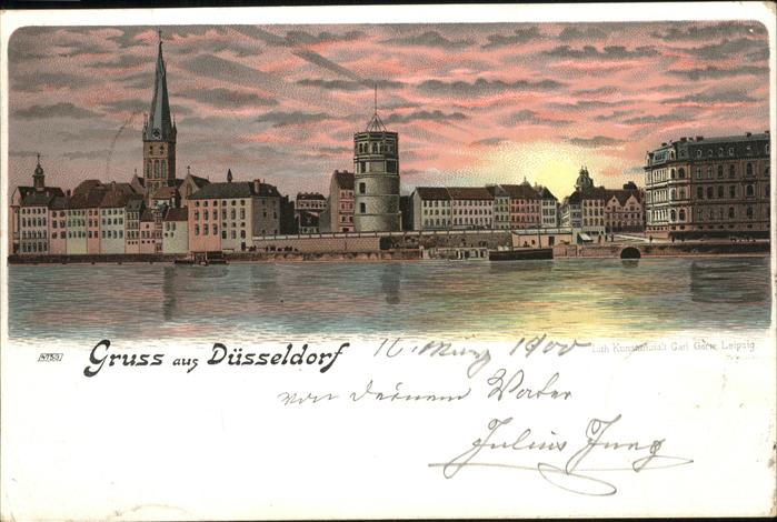 DuessELDORF  CITY Teilansicht vom Rhein Kirche Turm