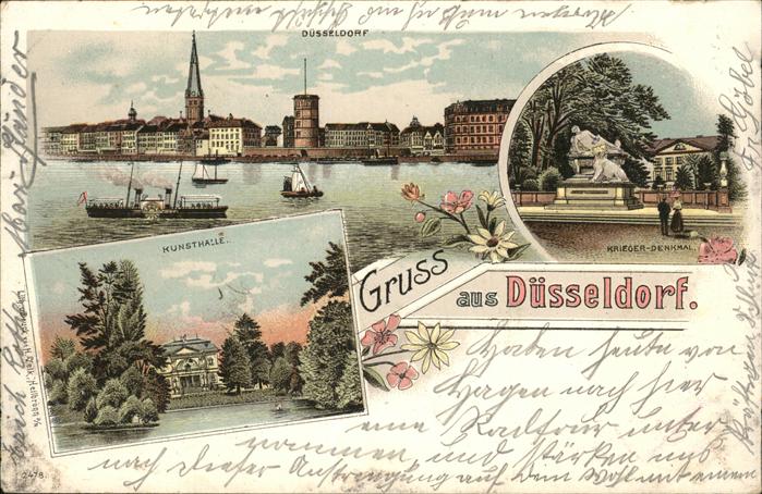 Duesseldorf Panorama Rhein Dampfer Kriegerdenkmal S
