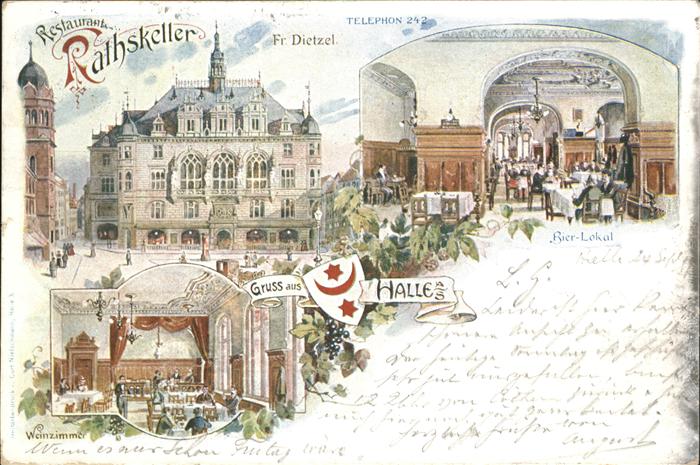 Halle Saale Restaurant Ratskeller Wappen Weinrebe