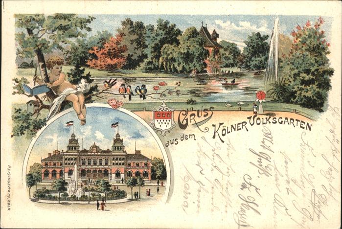 Koeln Rhein Volksgarten Wappen Springbrunnen Fontän