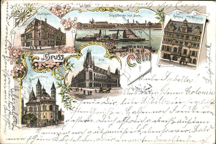 Coeln Rhein Theater Schiffbrücke Deutz Rathaus Altm