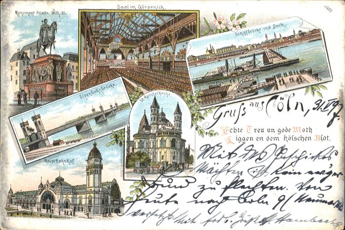 Coeln Rhein Friedrich Wilhelm Denkmal Gürzenich Fes