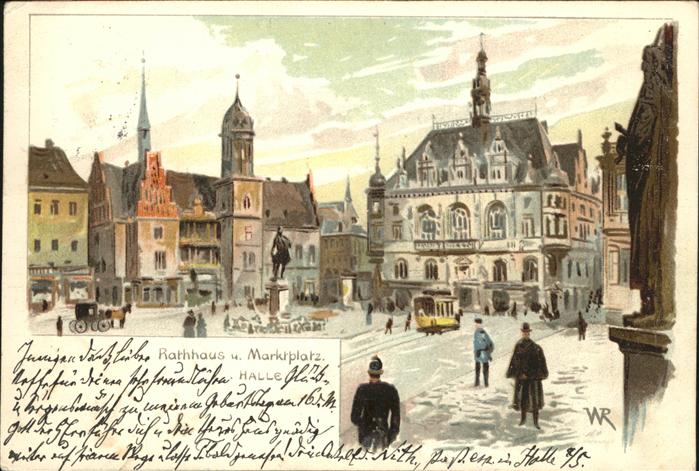 Halle Saale Rathaus Marktplatz Denkmal Künstlerkart