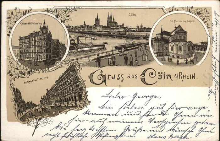 Coeln Rhein Kaiser Wilhelm Ring Dampfer Schiffbruecke Capitol Hohenstaufenring