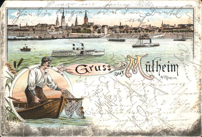 Muelheim Rhein Gesamtansicht Dampfer Fischer Boot