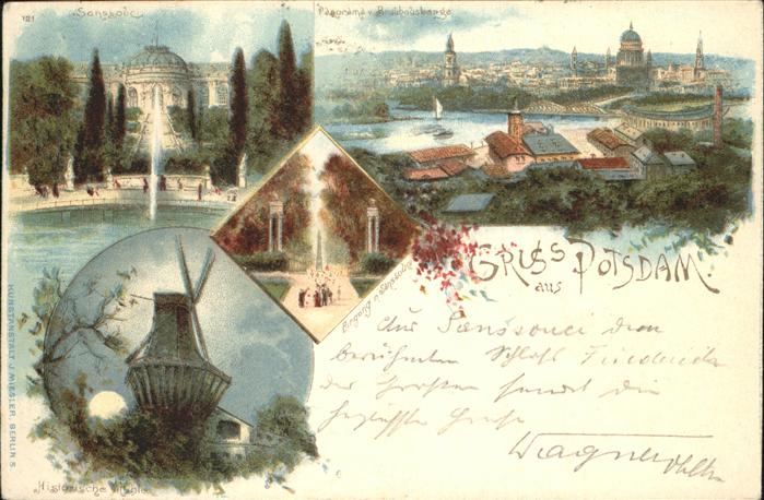 Potsdam Schloss Sanccoussi Panorama Mühle