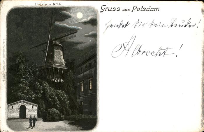 Potsdam Historische Muehle bei Nacht
