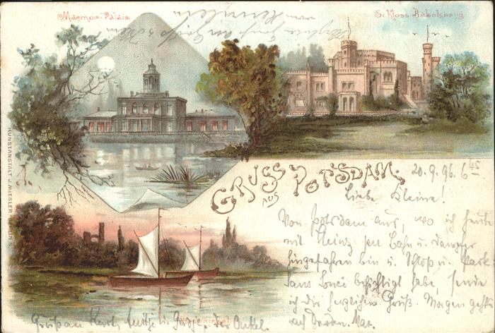 Potsdam Marmor-Palais Schloss-Babelsberg Pfauen