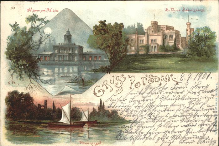 Potsdam Marmor-Palais Schloss-Babelsberg Pfauen