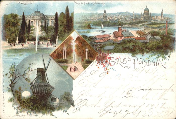 Potsdam Schloss Sanssouci Panorama Historische Muehle