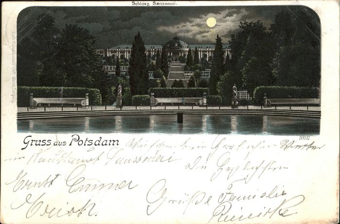 Potsdam Schloss Sanssouci bei Nacht