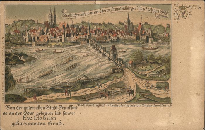 Frankfurt Oder Panorama um 1548 Künstlerkarte
