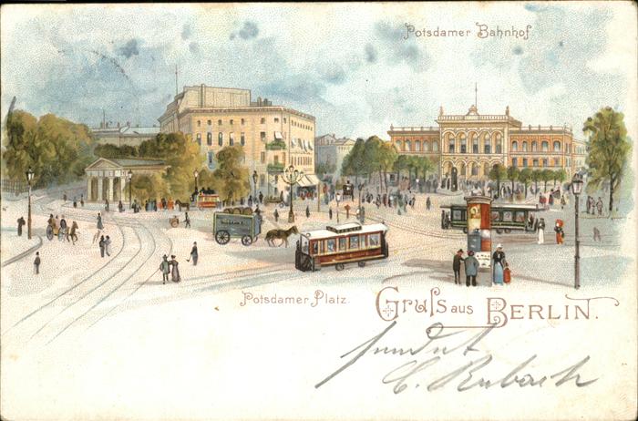 BERLIN  CITY Potsdamer Platz Strassenbahn Pferdewagen