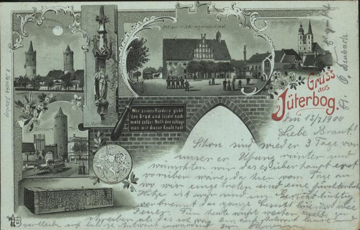 Jueterbog Zinnauer-Tor u.Rathaus mit Kriegerdenkmal