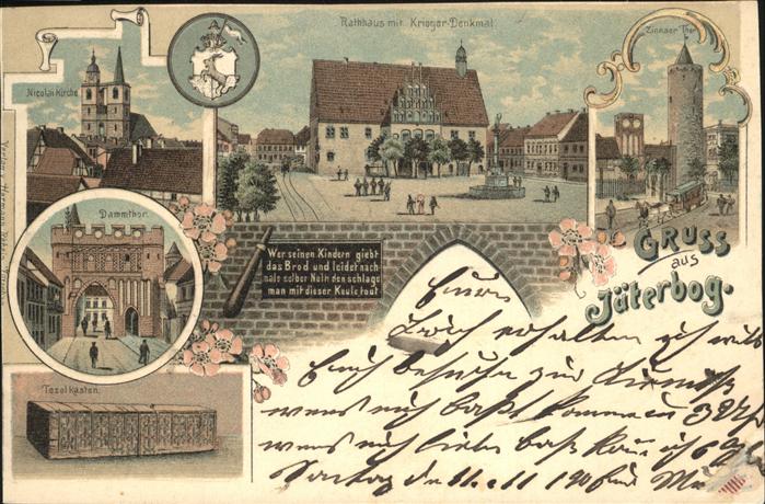 Jueterbog Dammtor u.Rathaus mit Krieger-Denkmal