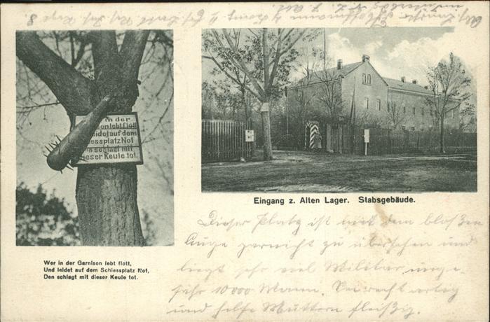 Jueterbog Eingang zum alten Lager mit Stabsgebaeude