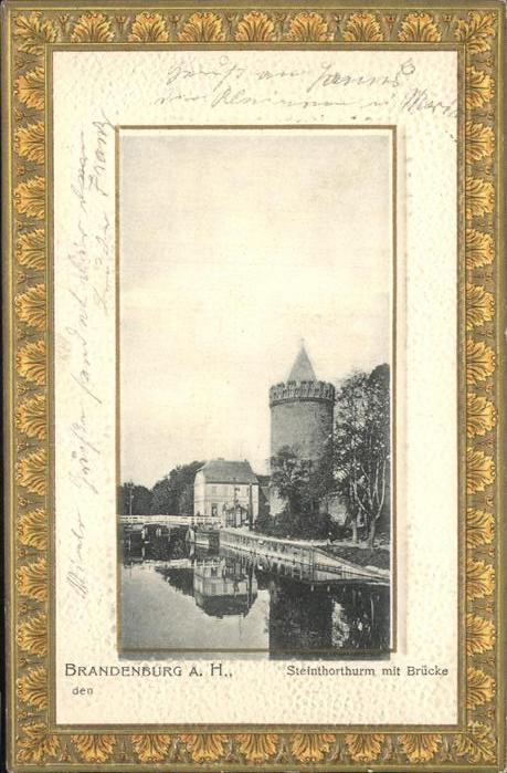 Brandenburg Havel Steintorthurm mit Brücke mit sauberem B