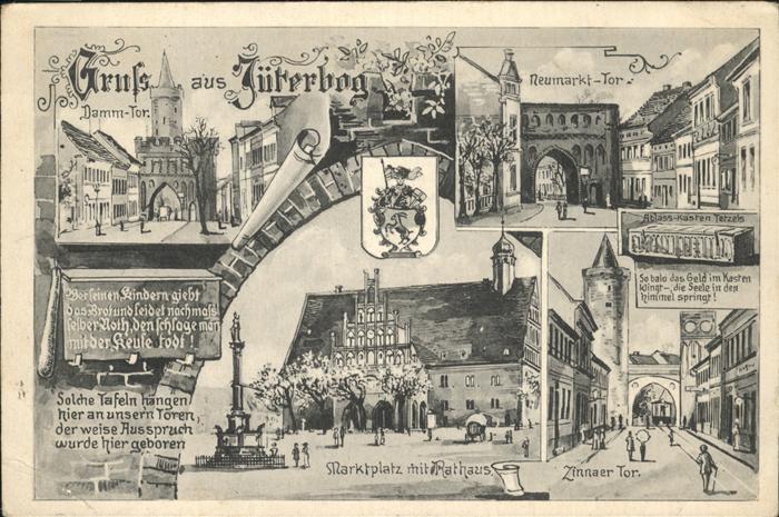 Jueterbog Neumarkt-Tor u.Marktplatz mit Rathaus