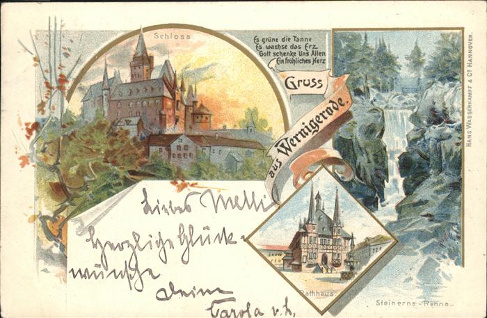 Wernigerode Harz Schloss u.Wasserfall i.d.Steinerne Renn