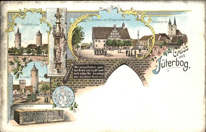 Jueterbog Nicolaikirche u.Rathaus mit Kriegerdenk