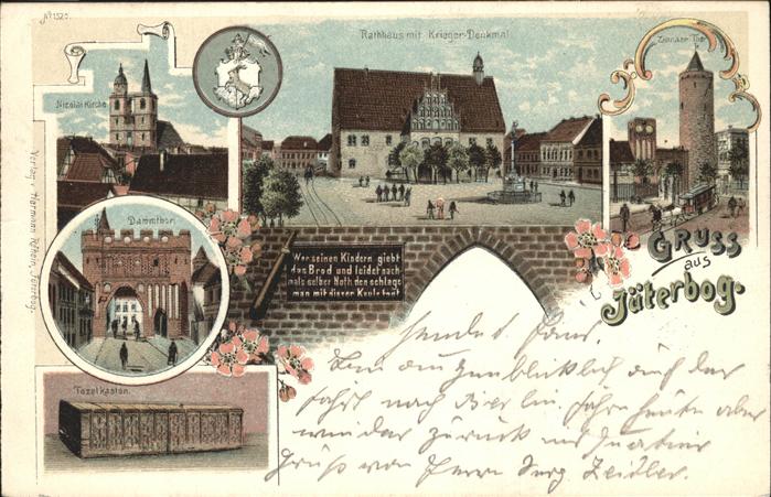 Jueterbog Dammthor u.Rathaus mit Kriegerdenkmal