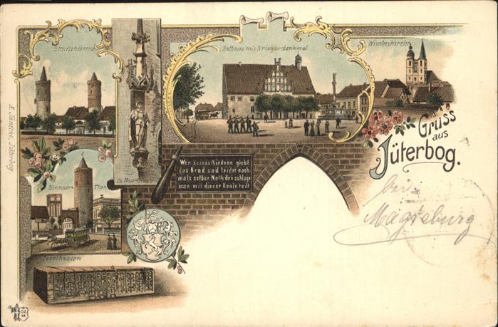 Jueterbog Nicolaikirche u.Rathaus mit Kriegerdenkmal