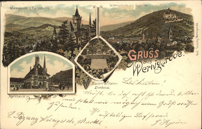 Wernigerode Harz Kaiser-Wilhelm-Denkmal u.Rathaus