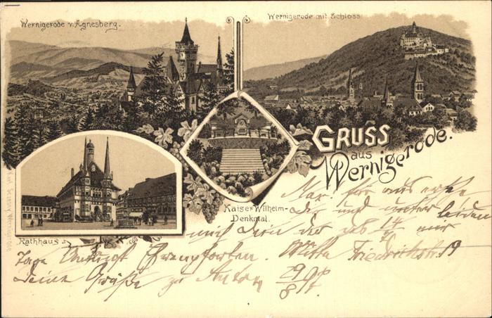 Wernigerode Harz Rathaus u.Kaiser-Wilhelm-Denkmal