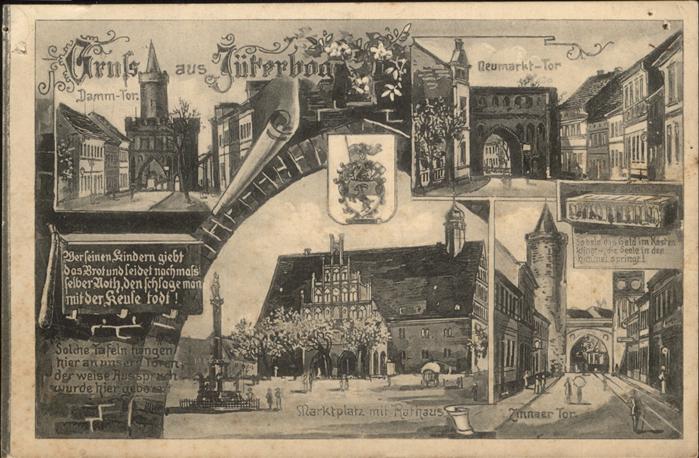 Jueterbog Neumarkt-Tor u.Marktplatz mit Rathaus