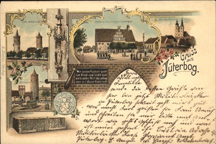 Jueterbog Stadttpürme u.Rathaus mit Kriegerdenkma