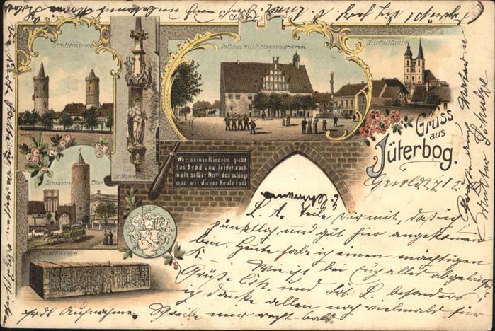 Jueterbog Rathaus mit Kriegerdenkmal