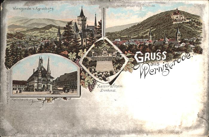 Wernigerode Harz Rathaus u.Kaiser-Wilhelm-Denkmal