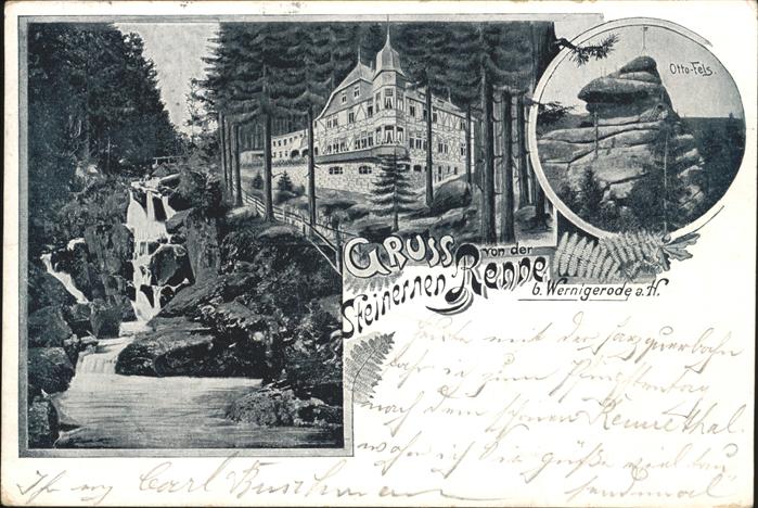 Magdeburg Otto-Fels mit Wasserfall in der Steiner