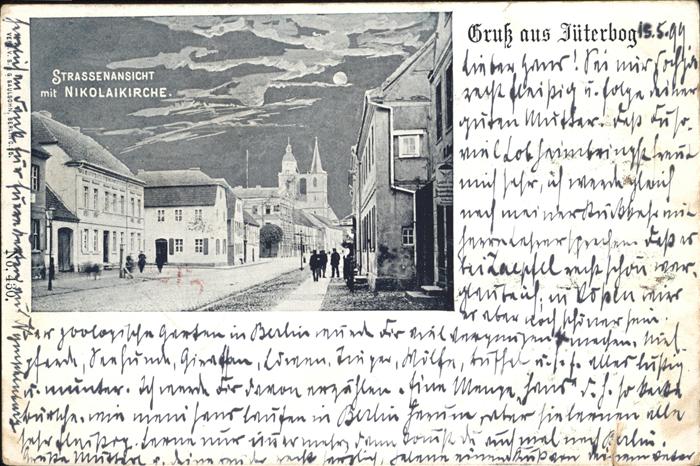 Jueterbog Strassenansicht mit Nikolaikirche