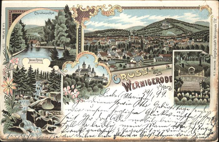 Wernigerode Harz Kaiser-Wilhelm-Denkmal u.Steinerne Renn