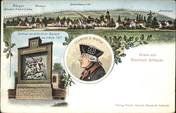 Rossbach Merseburg Friedrich d. Große Denkmal Schlacht Pfa
