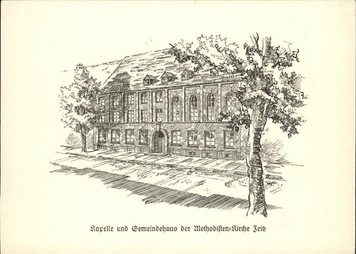 ZEITZ Sachsen-Anhalt Methoditen-Kirche Gemeindehaus Kapelle Zeichnung Kuenstlerk