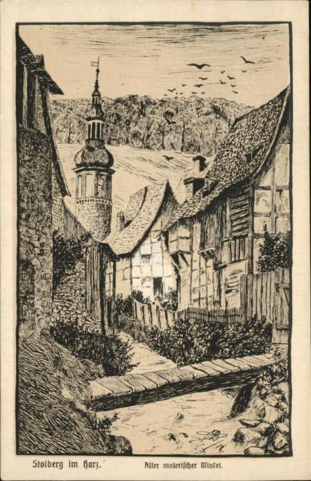 Stolberg Harz Alter malerischer Winkel Kuenstlerkarte