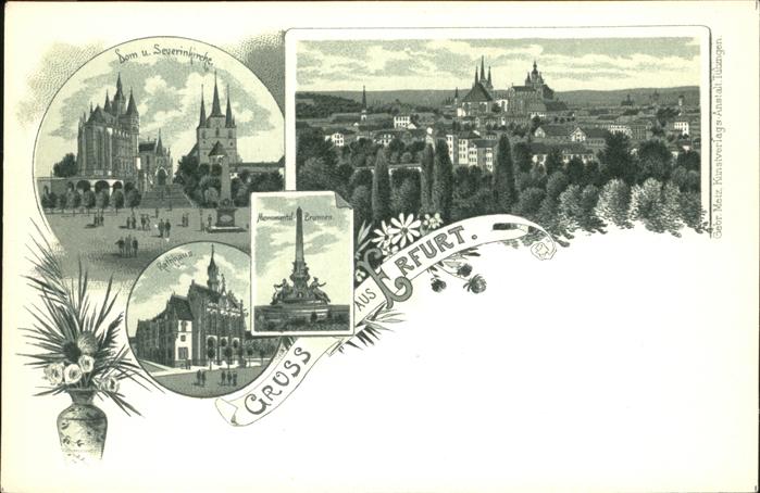 Erfurt Monument Brunnen Severinkirche Dom