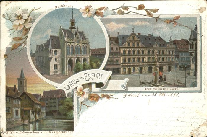 Erfurt steinerne Herd Krämerbrücke Rathaus