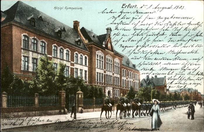 ERFURT  CITY Koenigl. Gymnasium Soldaten Reiter Pferde