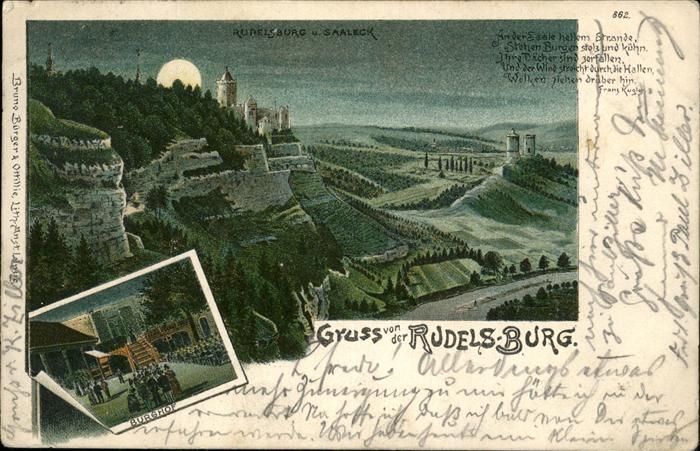 Rudelsburg Nacht Saaleck Burghof Mond