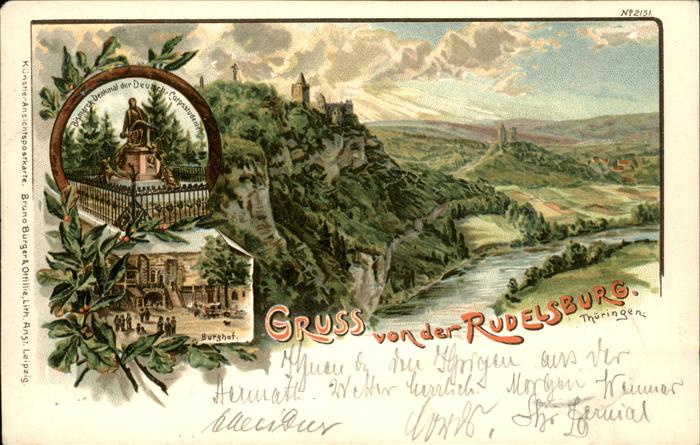 Rudelsburg Burghof Bismarck Denkmal