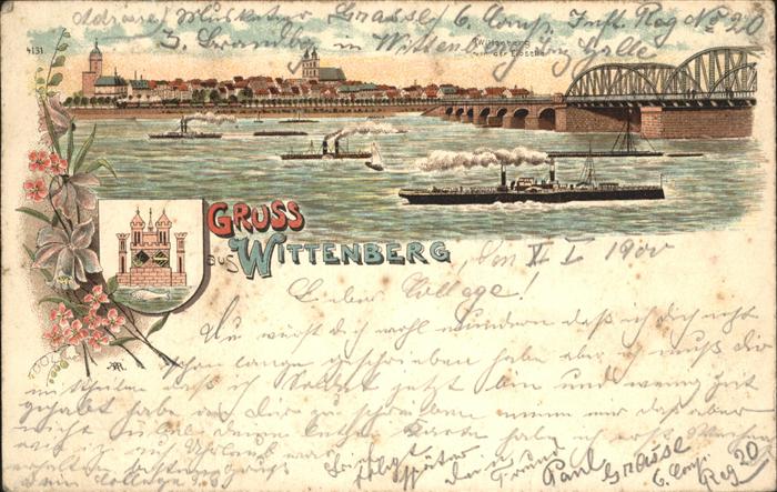 Wittenberg Lutherstadt Dampfschiffe Wappen Elbbrücke