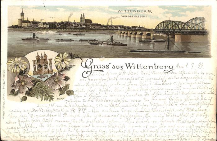 Wittenberg Lutherstadt Elbseite Brücke Seitenraddampfer