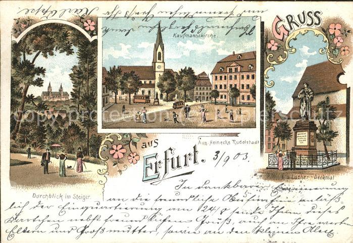 ERFURT CITY Kaufmannskirche Luther-Denkmal Steiger